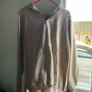 Boohoo Man Tan Oversized Distressed Zip Up